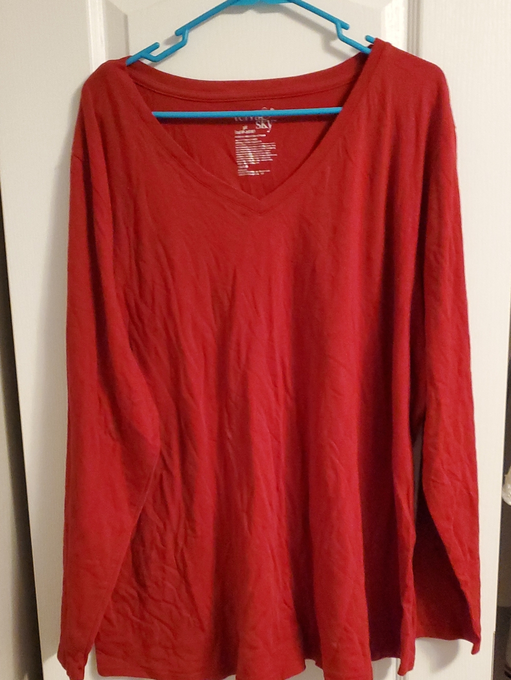 Terra & Sky Women's V-Neck Sweater in Red